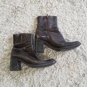 Ankle/Calf Vintage Genuine Leather Square Toe Boots
